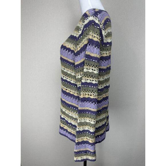 Robert Scott Women’s Sz M Hand Knitted Sweater Lavender Silk Linen Cotton Blend - Picture 8 of 13